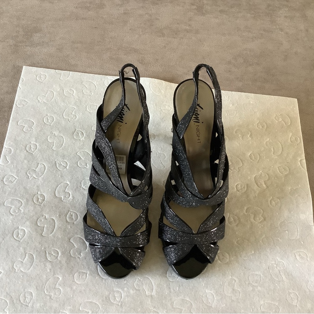 Black glitter heels